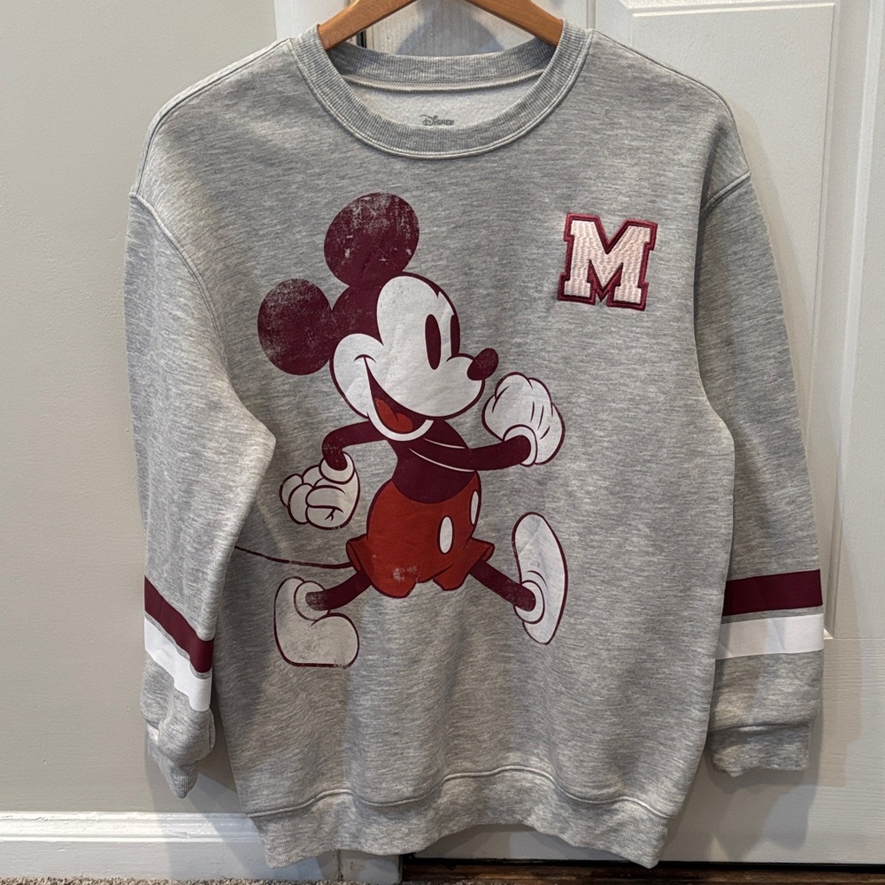 Disney Gray Mickey Mouse  Crewneck Sweater